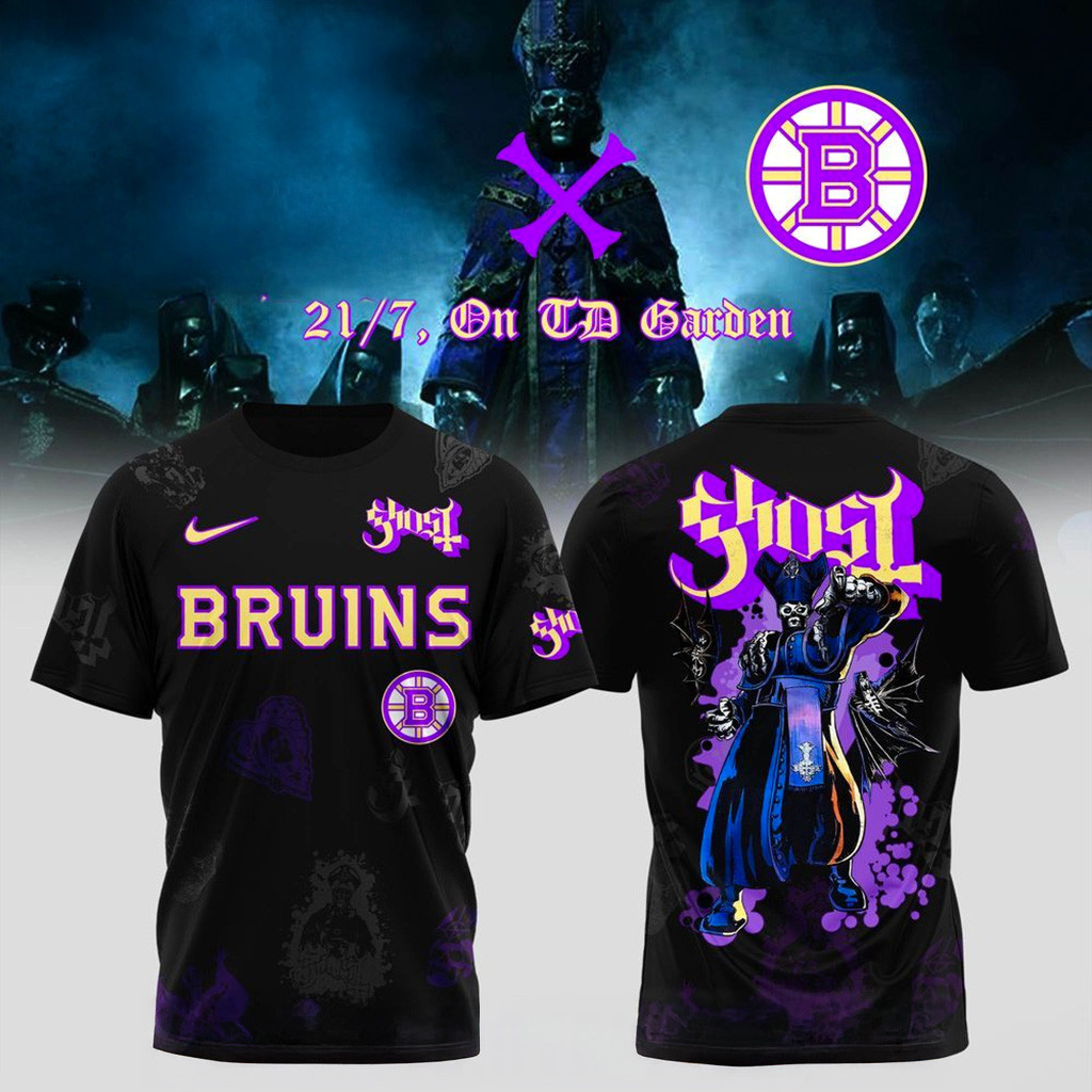 Boston Bruins X Ghost Band World Tour 2025 T-Shirt Boston Bruins Merch Gifts For Fans