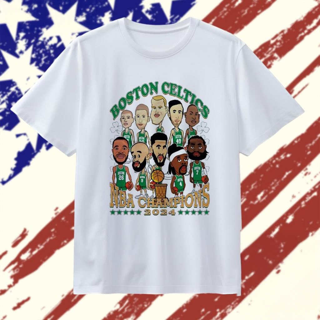 Boston Celtics Cartoon 2024 NBA Champions T-Shirt Basketball Fan Gift Ideas