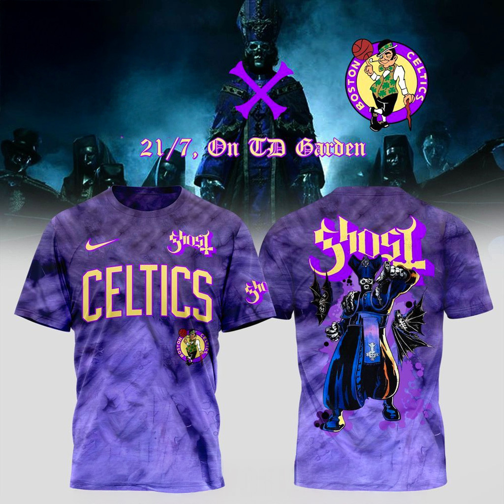 Boston Celtics X Ghost Band World Tour 2025 T-Shirt Boston Celtics Merch Gifts For Dad