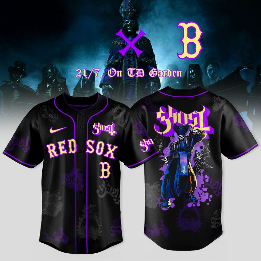 Boston Red Sox X Ghost Band World Tour 2025 Baseball Jersey Boston Red Sox Merch Fans Gifts