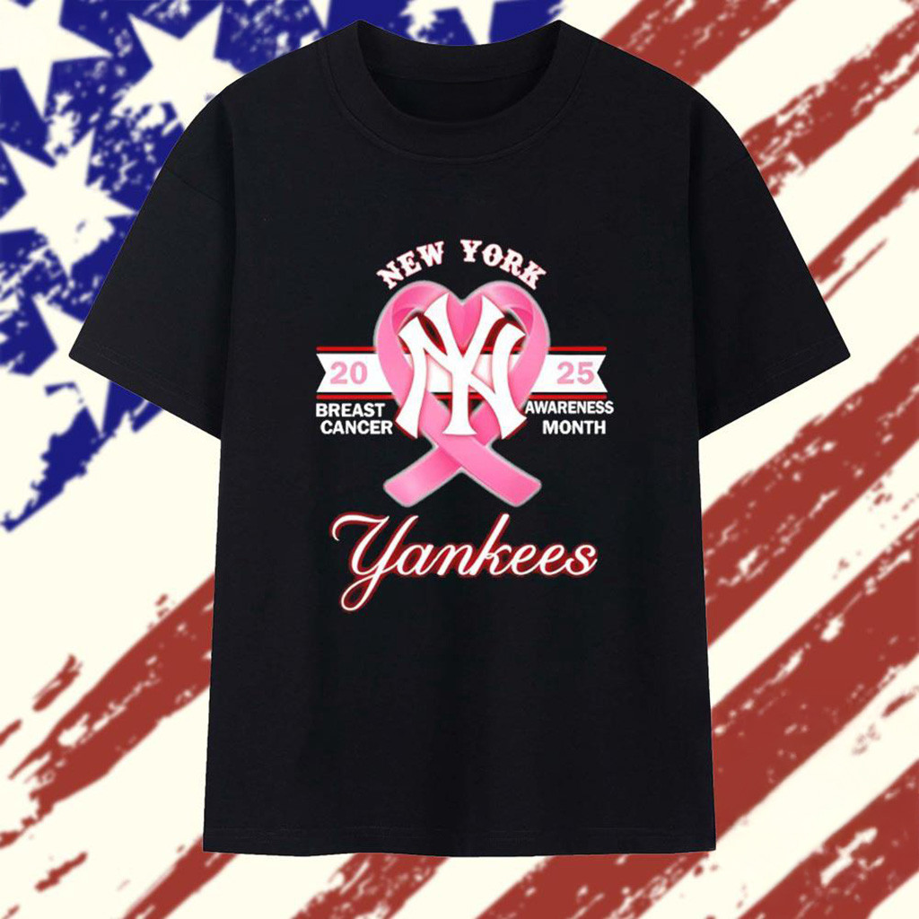 Breast Cancer Awareness Month 2025 New York Yankees Logo T-Shirt Yankees Merch Mom Gifts