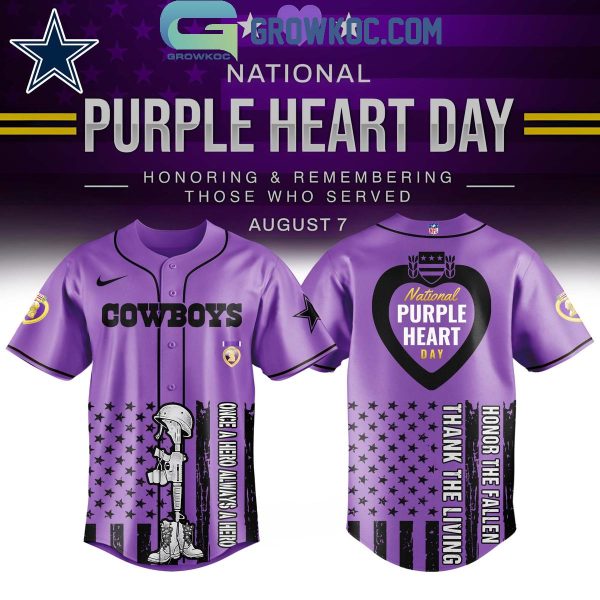 Dallas Cowboys Purple Heart Day 2025 Baseball Jersey