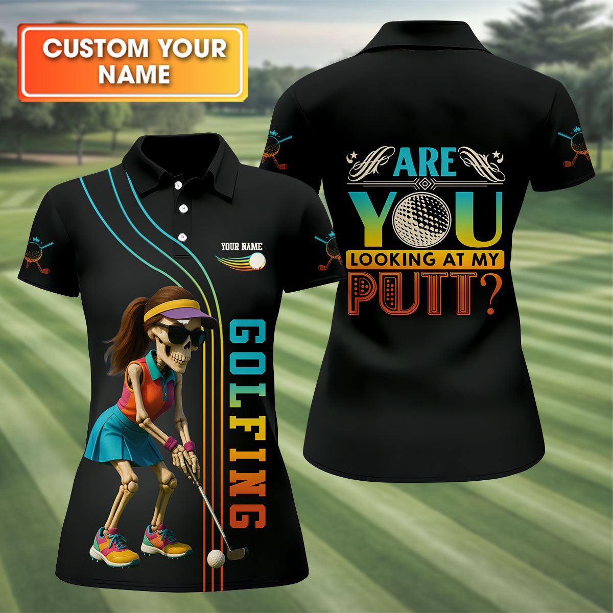 Are You Looking At My Putt Custom Womens Golf Polo Shirt, Ladies Golf Shirts, Golfing Shirt, Best Golf Polos