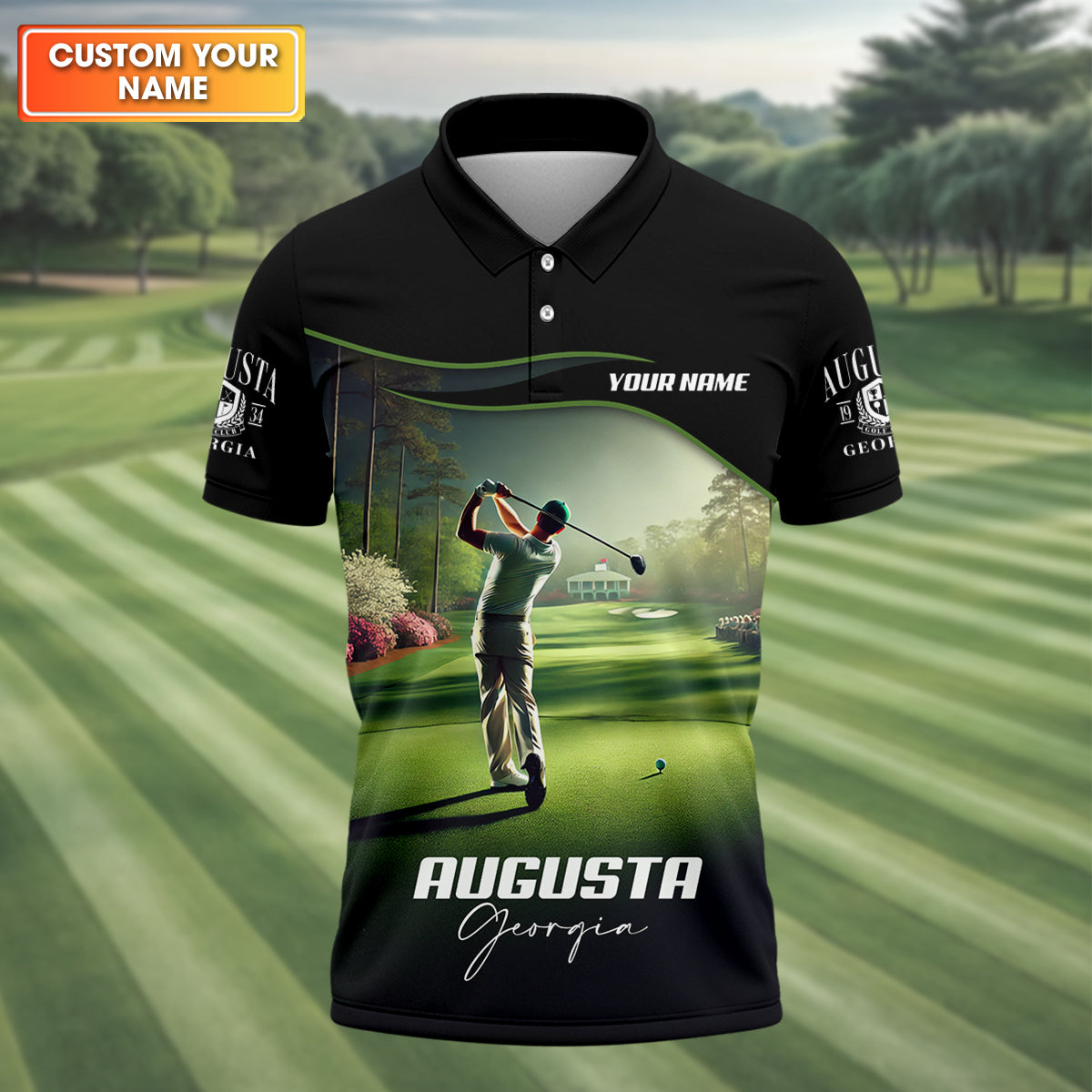 Augusta Georgia Custom Men's Golf Polo Shirt, Funny Golf Shirt, Gift For Golfers