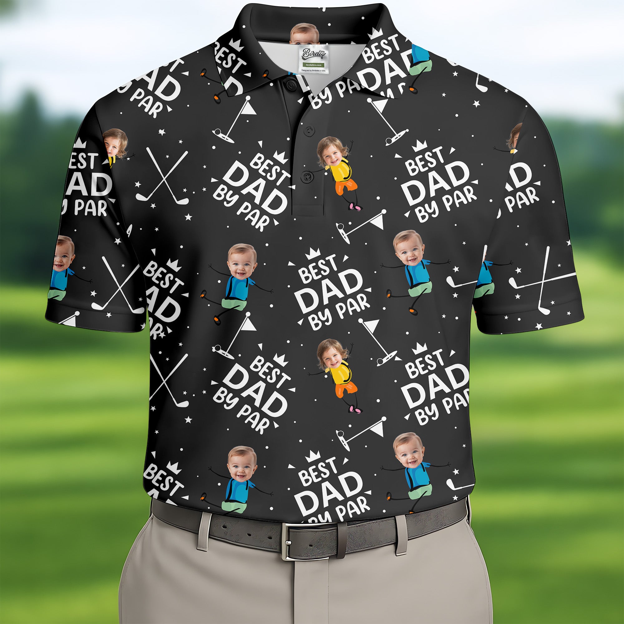 Best Dad By Par Custom Face Kids Photo, Best Papa By Par Funny Polo Golf Shirt, Fathers Day Shirts
