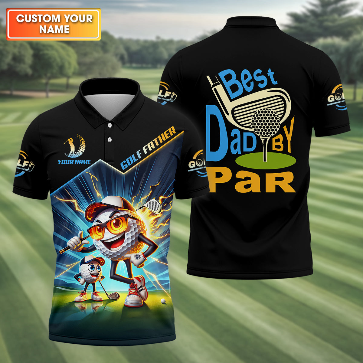 Best Dad By Par Golf Father Custom Men's Golf Polo Shirt, Funny Golf Shirt, Father's Day Shirts