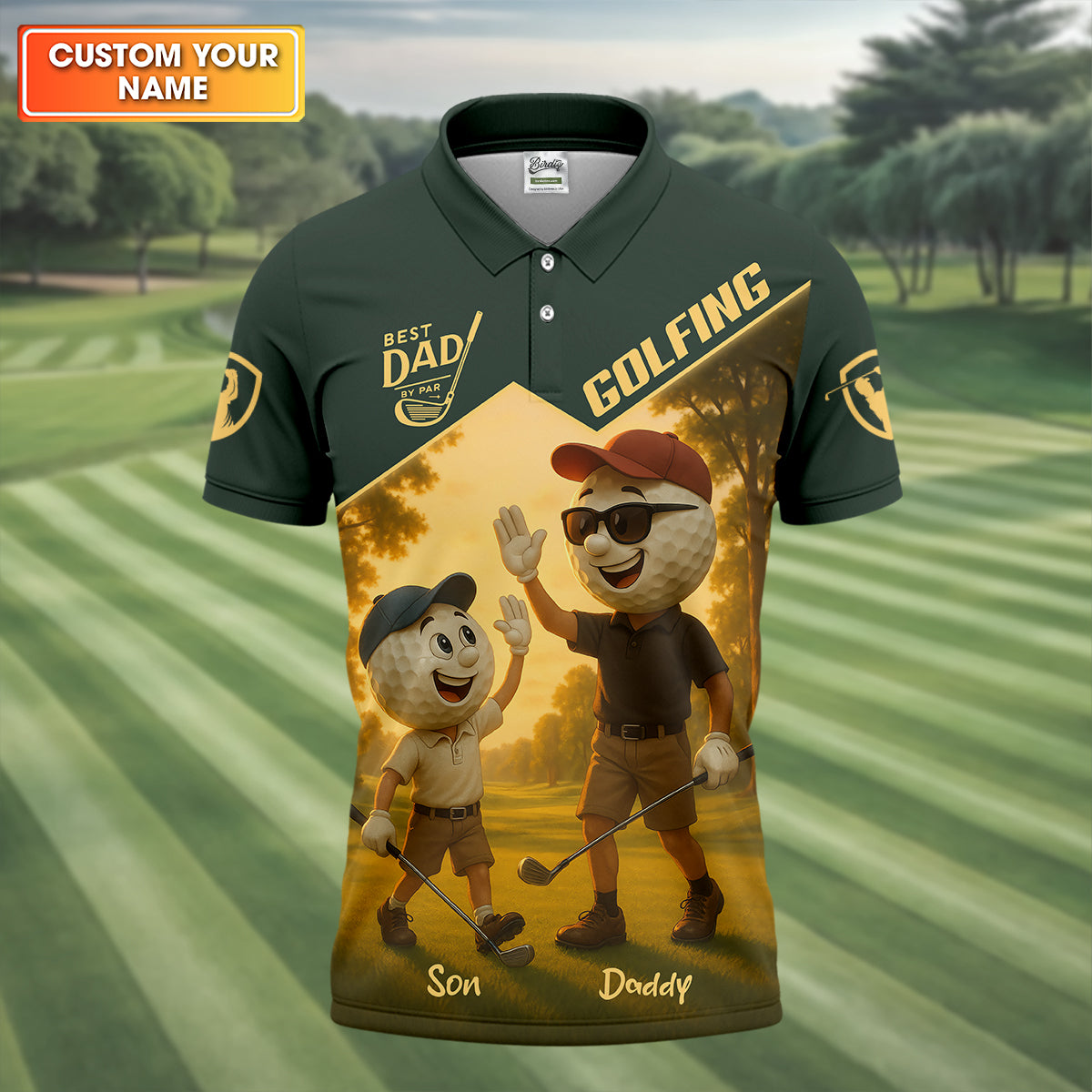 Best Dad By Par Personalized Men's Golf Polo Shirt, Dad Golf Gift, Fathers Day Shirts