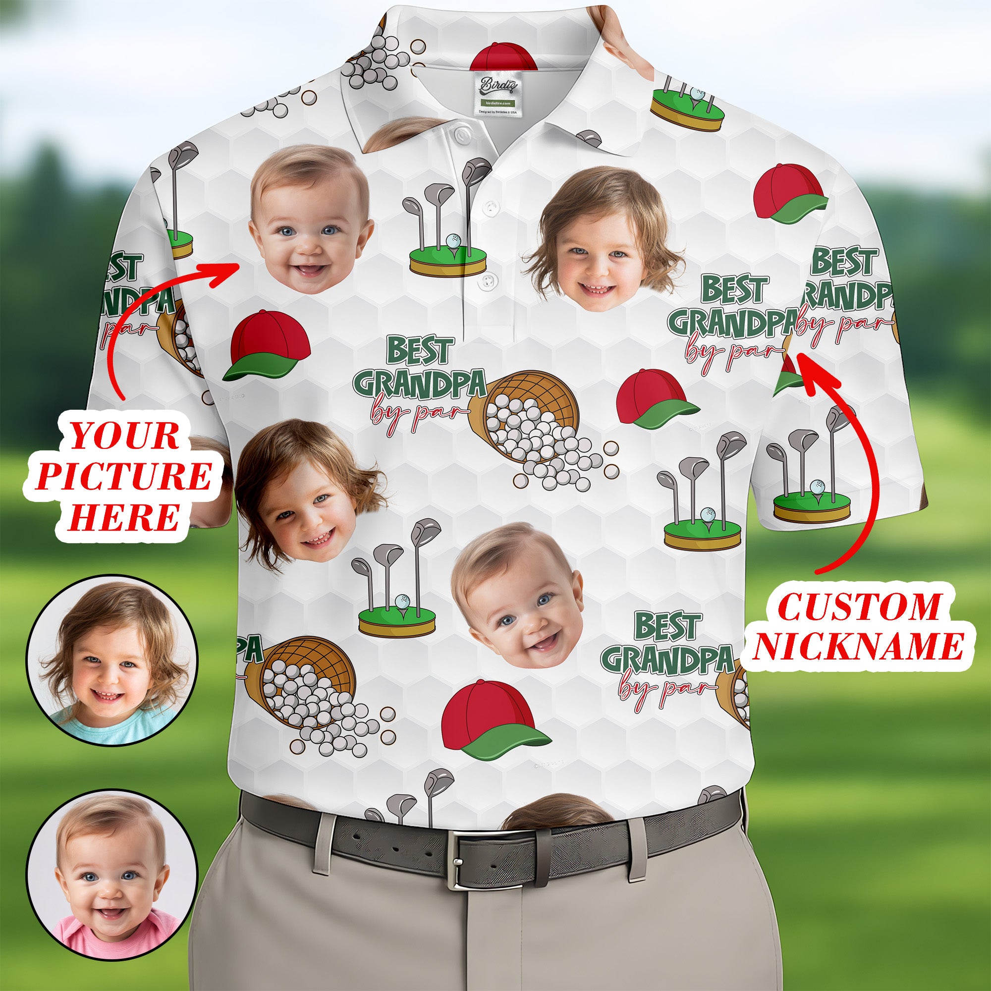 Best Grandpa By Par Custom Photo Golf Shirt, Funny Golf Shirt, Happy Father's Day Gift