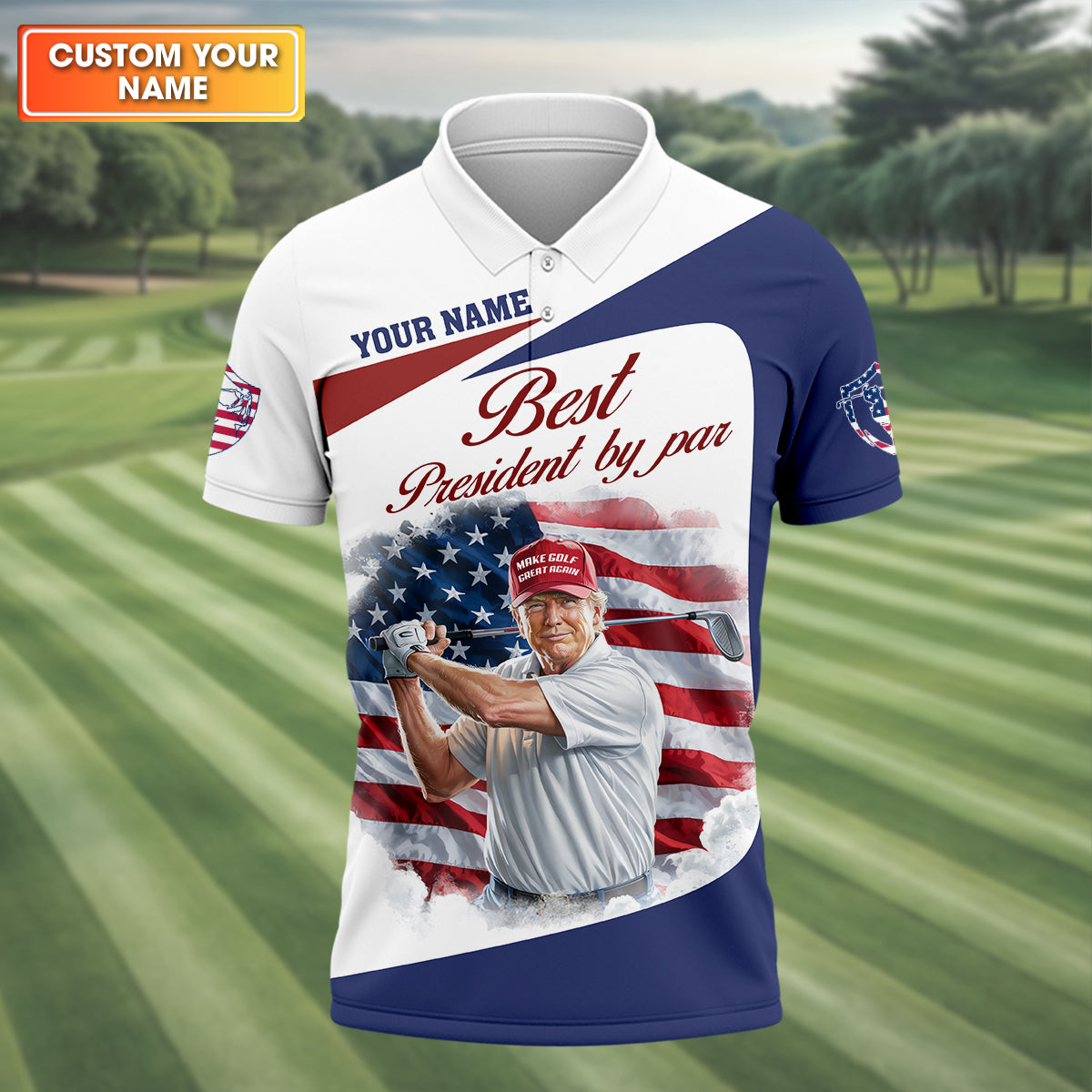 Best President By Par Custom Funny Golf Polo Shirt, Trump Shirt, Father's Day Gifts