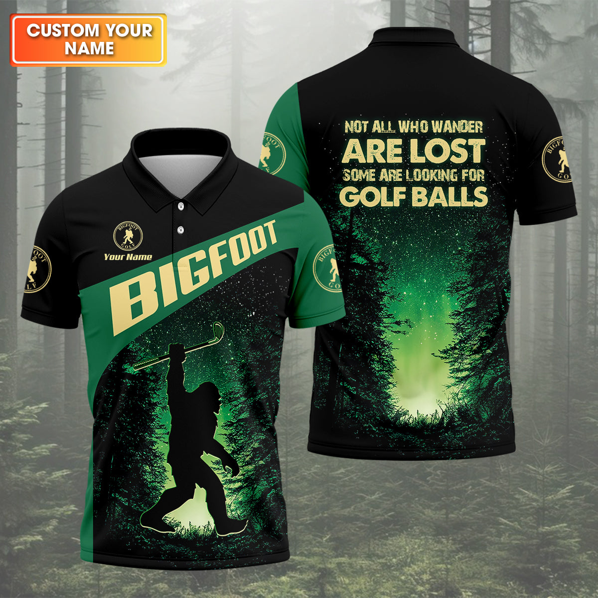 Bigfoot Custom Mens Golf Polo Shirt,  Golf Gifts For Dad