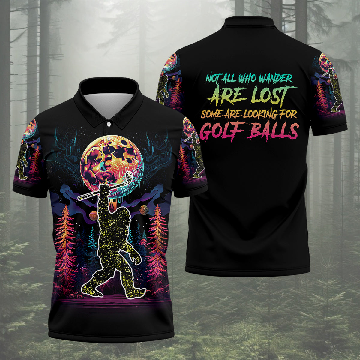 Bigfoot Funny Mens Golf Polo Shirt, Father's Day Golf Gifts