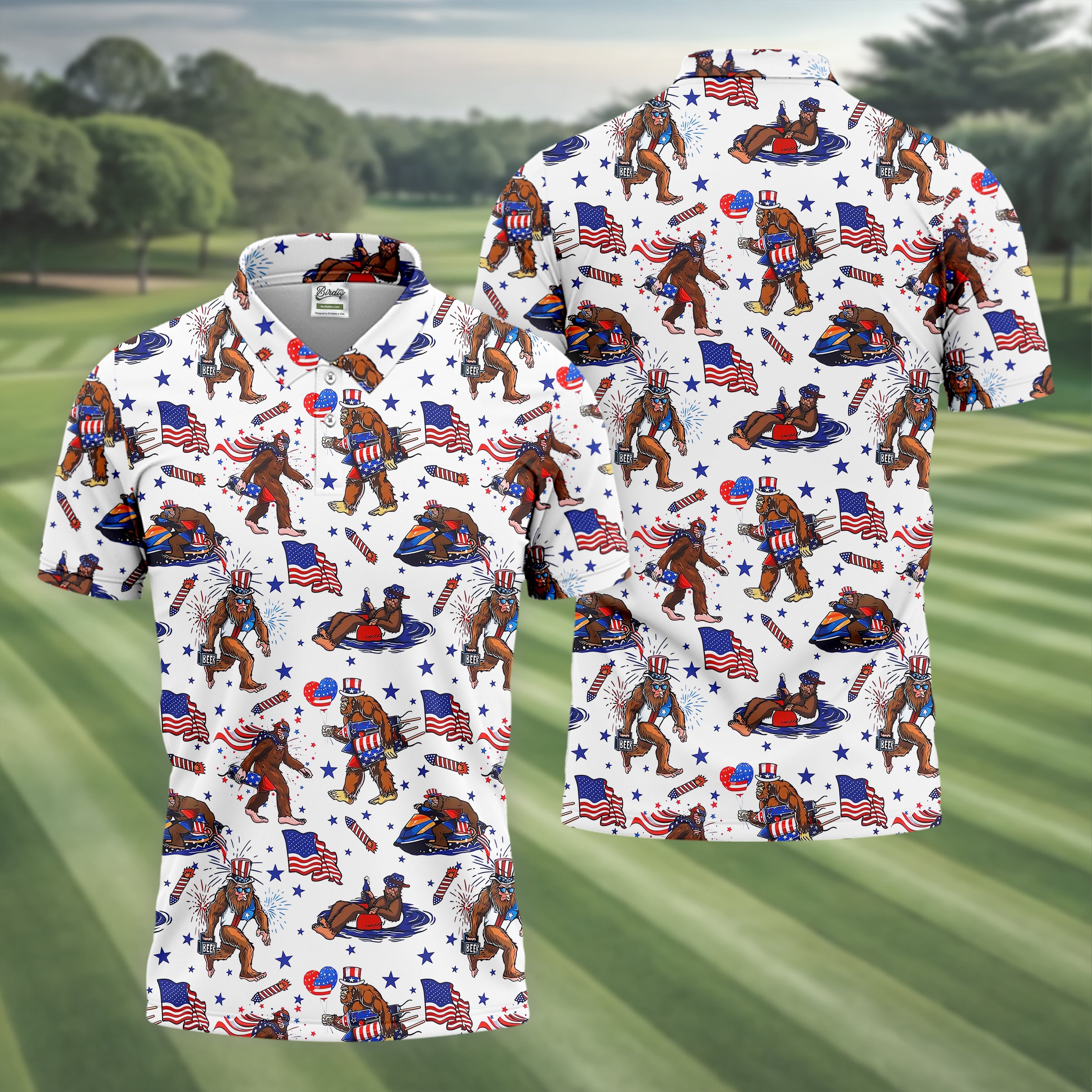 Bigfoot Sasquatch Funny Golf Polo Shirt, Father's Day Shirt, Dad Golf Gift