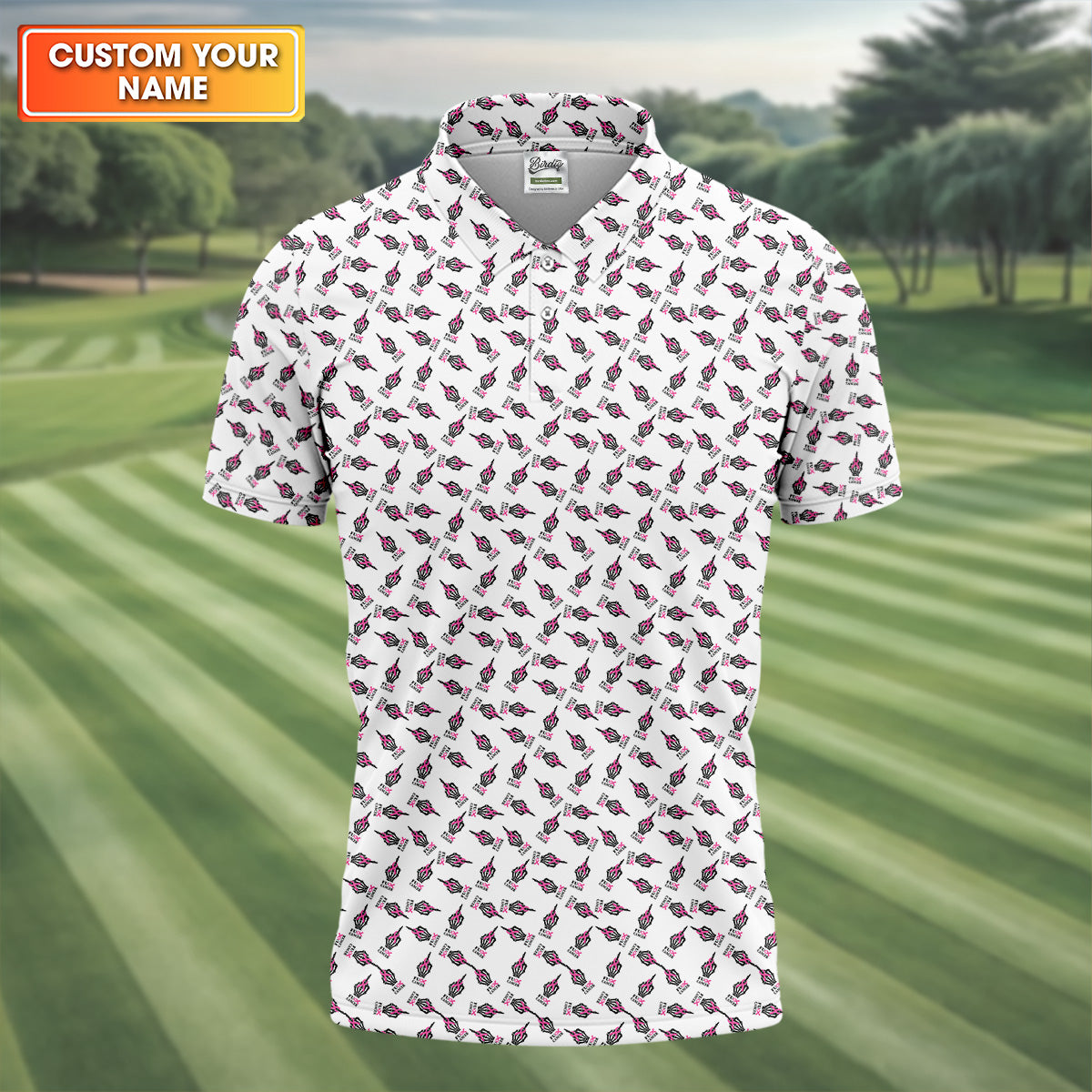 Breast Cancer Golf Shirt, Men Golf Polo, Golf Gift Ideas For Him, Long Sleeve Golf Polo, Mens Golf Polo Shirts
