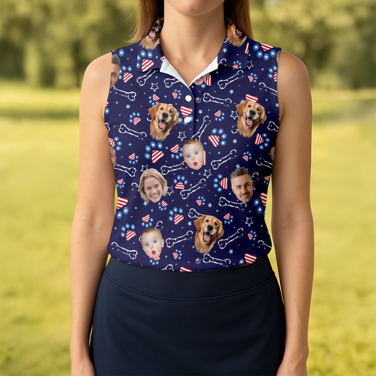 Custom Dog Shirts, Golf Tops For Women, Custom Face Shirt, Family Portrait Golf Shirt, Patriotic Golf Polos, Long Sleeve Golf Shirts
