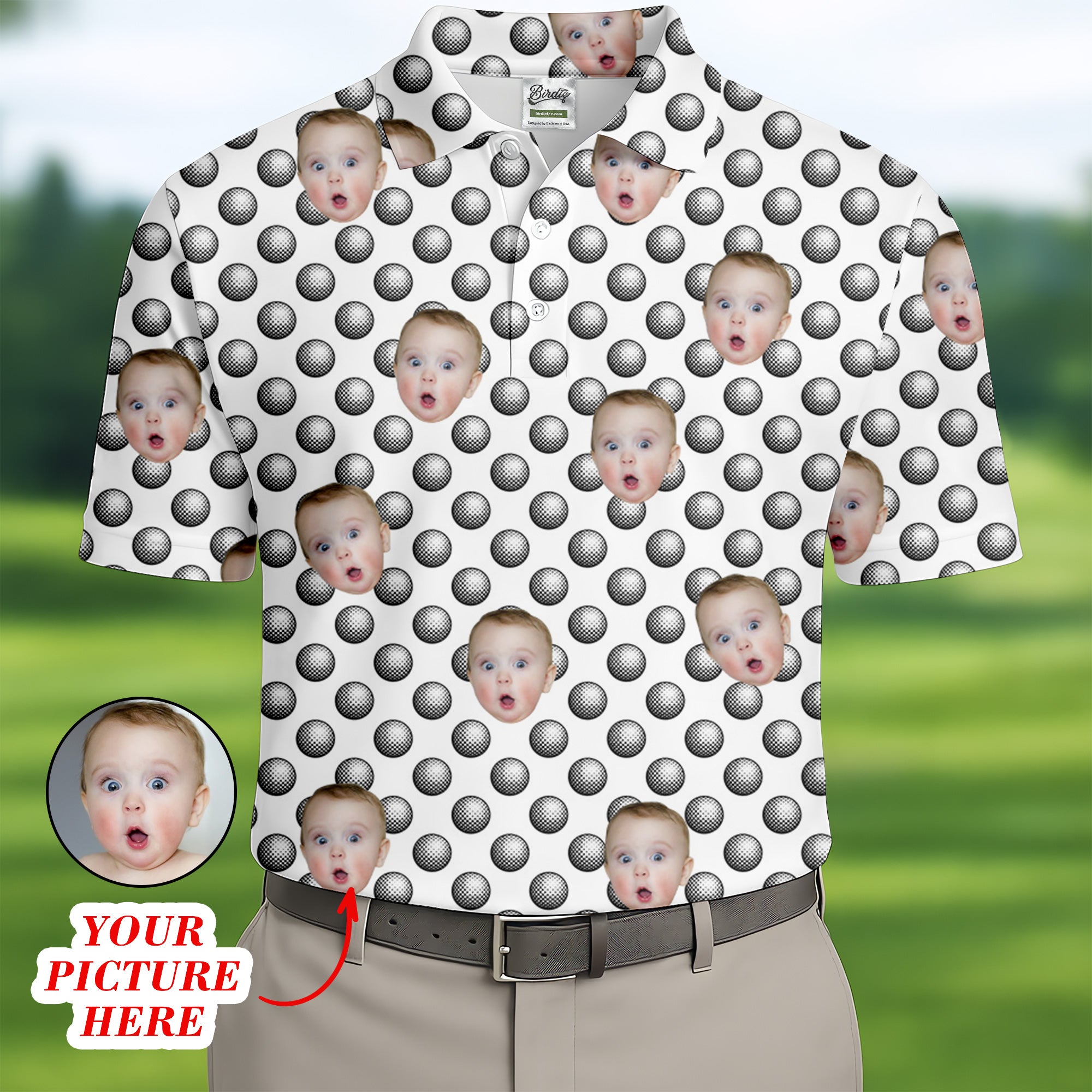 Custom Face Funny Golf Polo Shirt, Gifts For The Golfing Dad, Custom Father's Day Gifts