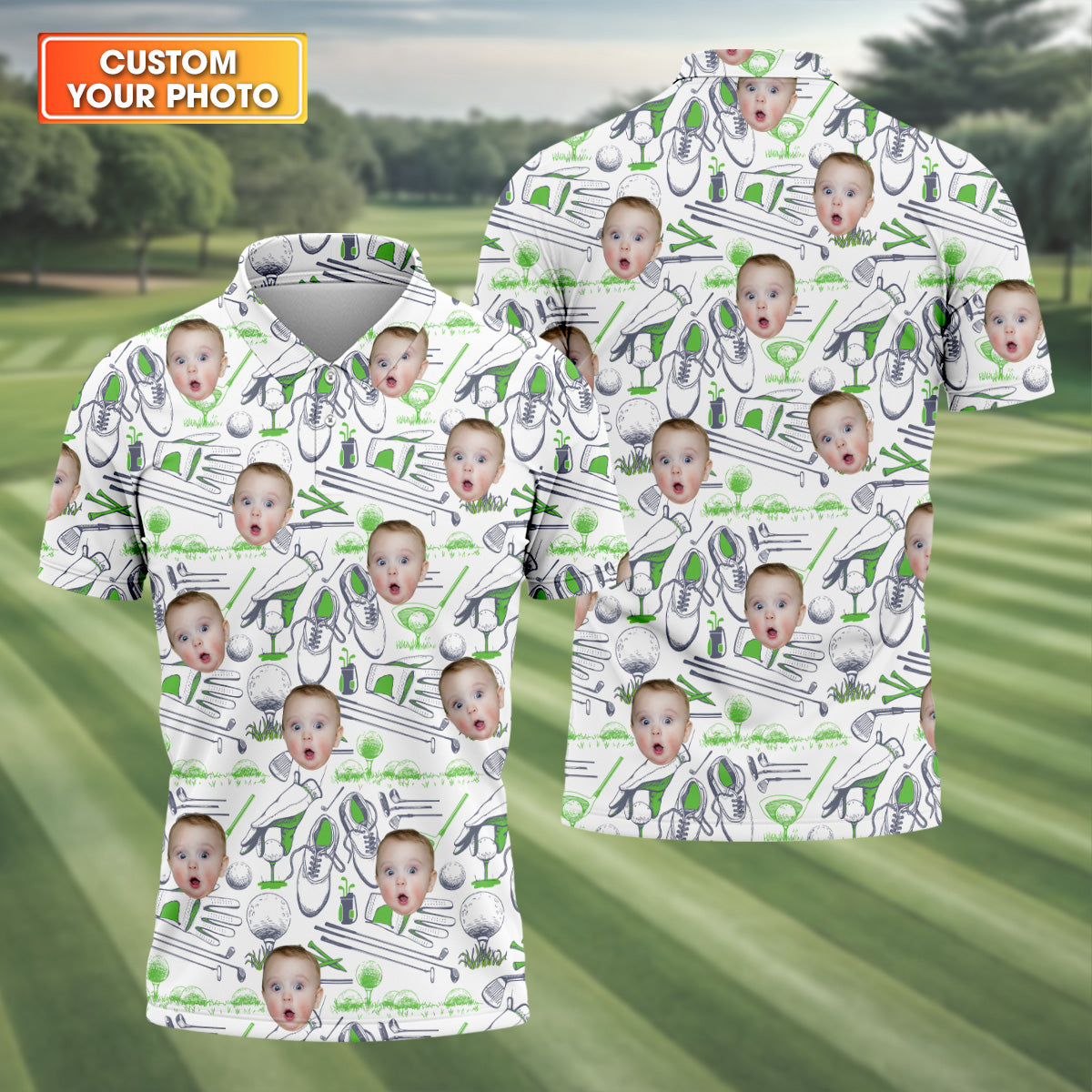 Custom Face Golf Polo Shirt, Face On Shirt, Funny Golf Shirt, Dad Golf Gift