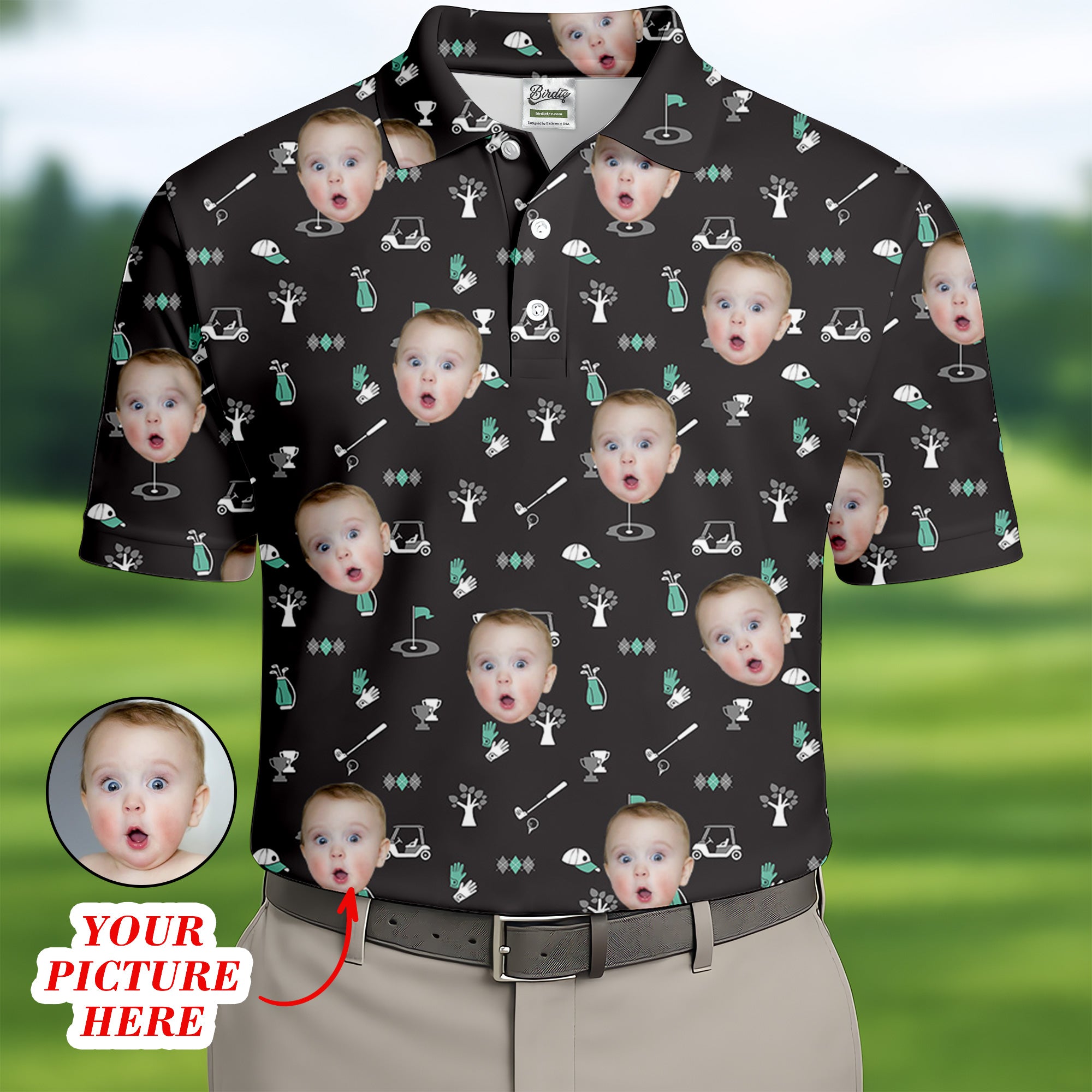 Custom Face Golf Shirt, Funny Golf Polo Shirt, Golf Gift For Dad, Custom Father's Day Gifts