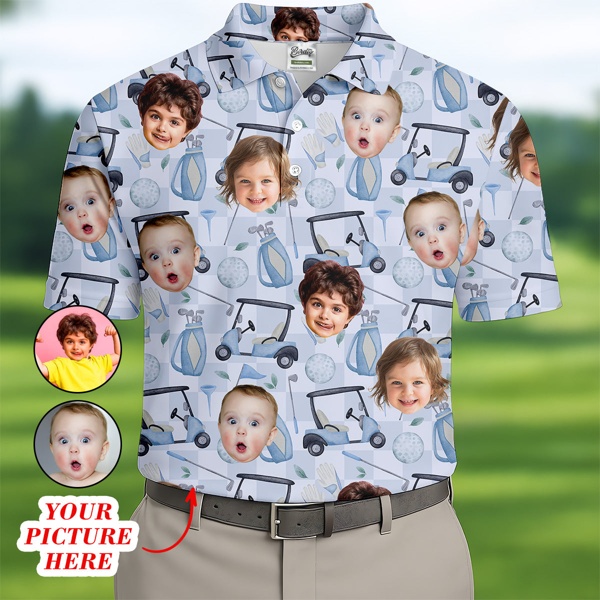 Custom Face Kid Golf Shirt, Funny Golf Polo Shirt, Dad Golf Gift