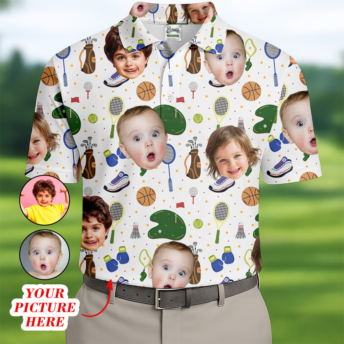 Custom Face Kids Photo, Custom Face Shirt, Funny Polo Golf Shirt, Funny Father's Day Gifts