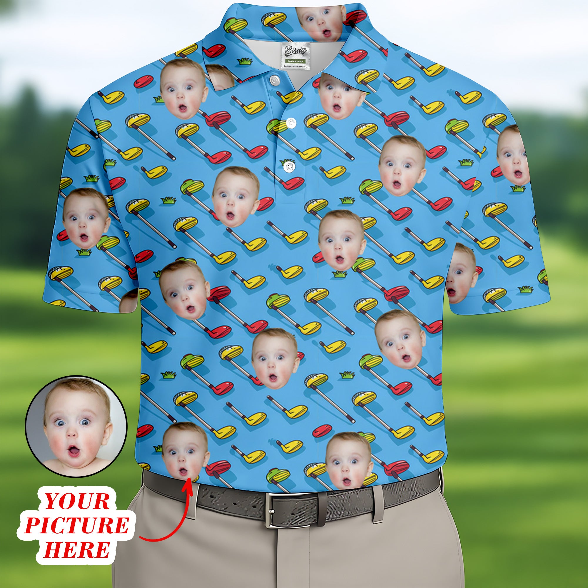 Custom Face Kids Photo, Funny Golf Polo Shirt, Dad Golf Gift, Gifts For The Golfing Dad