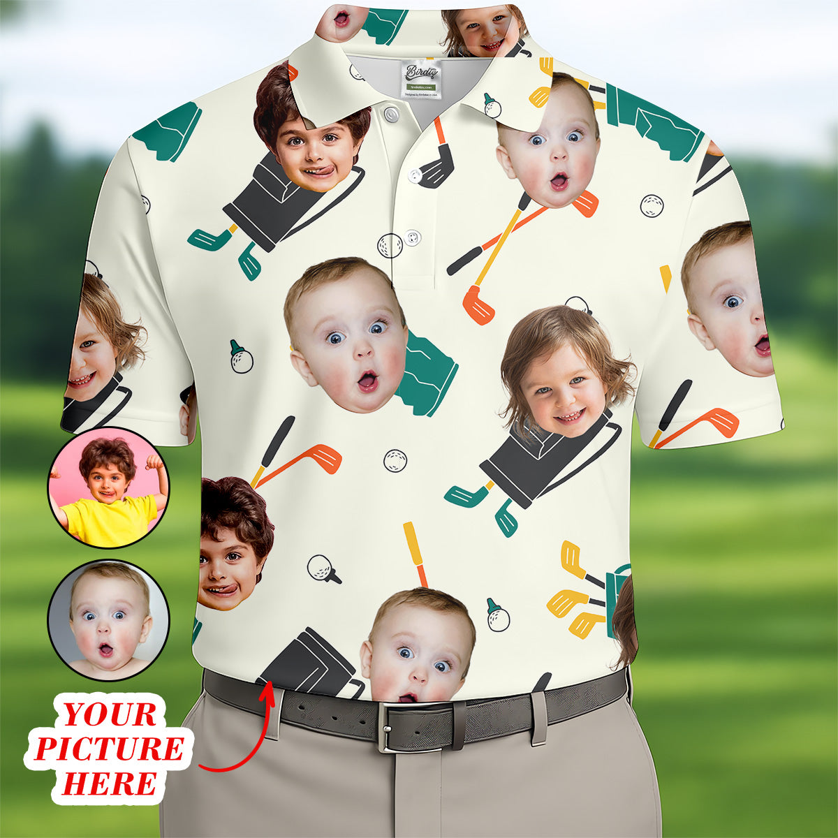 Custom Face Kids Photo Shirt, Funny Polo Golf Shirt, Dad Golf Shirt, Custom Father's Day Gifts