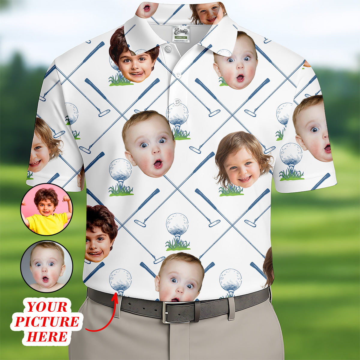 Custom Face Kids Photo Shirt, Funny Polo Golf Shirt, Gifts For The Golfing Dad, Custom Father's Day Gifts