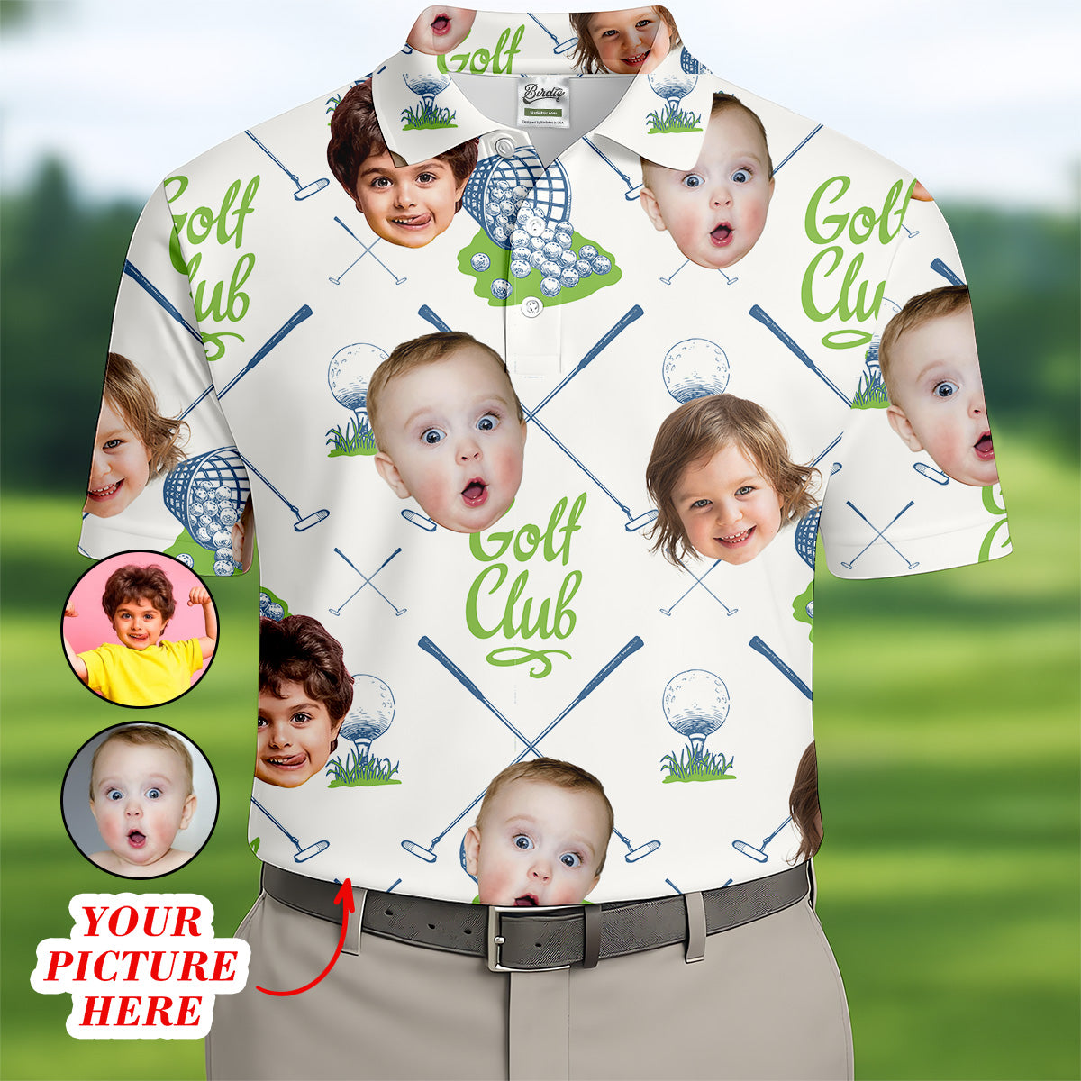 Custom Face Kids Photo Shirt Funny Polo Golf Shirt, Golf Club Shirt, Custom Father's Day Gifts