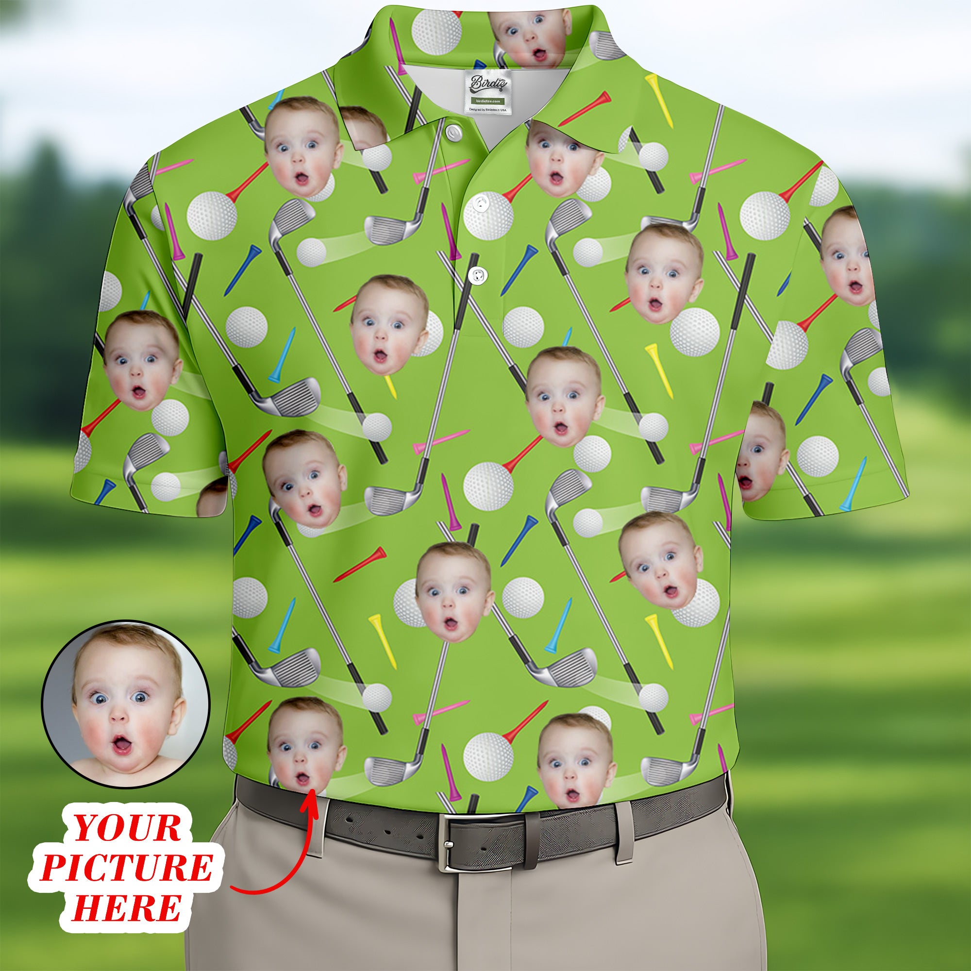 Custom Face Shirt, Face Printed On Shirt, Funny Golf Polo Shirts, Custom Father's Day Gifts