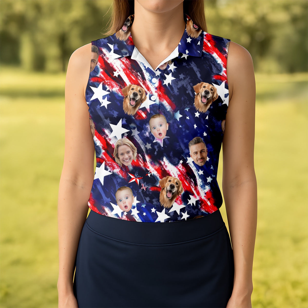 Custom Family Golf Shirt, Patriotic Golf Polos, Golf Shirt For Women, Personalized Dog Shirts, Custom Face Shirt