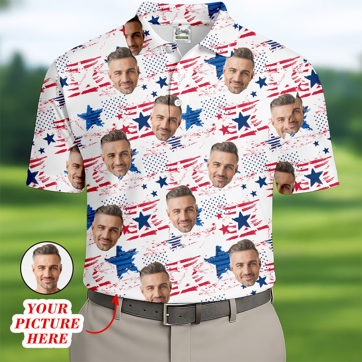 Custom Independence Day Shirt, Custom Face Shirt, Funny Fourth Of July Shirts, Funny Golf Polo Shirt