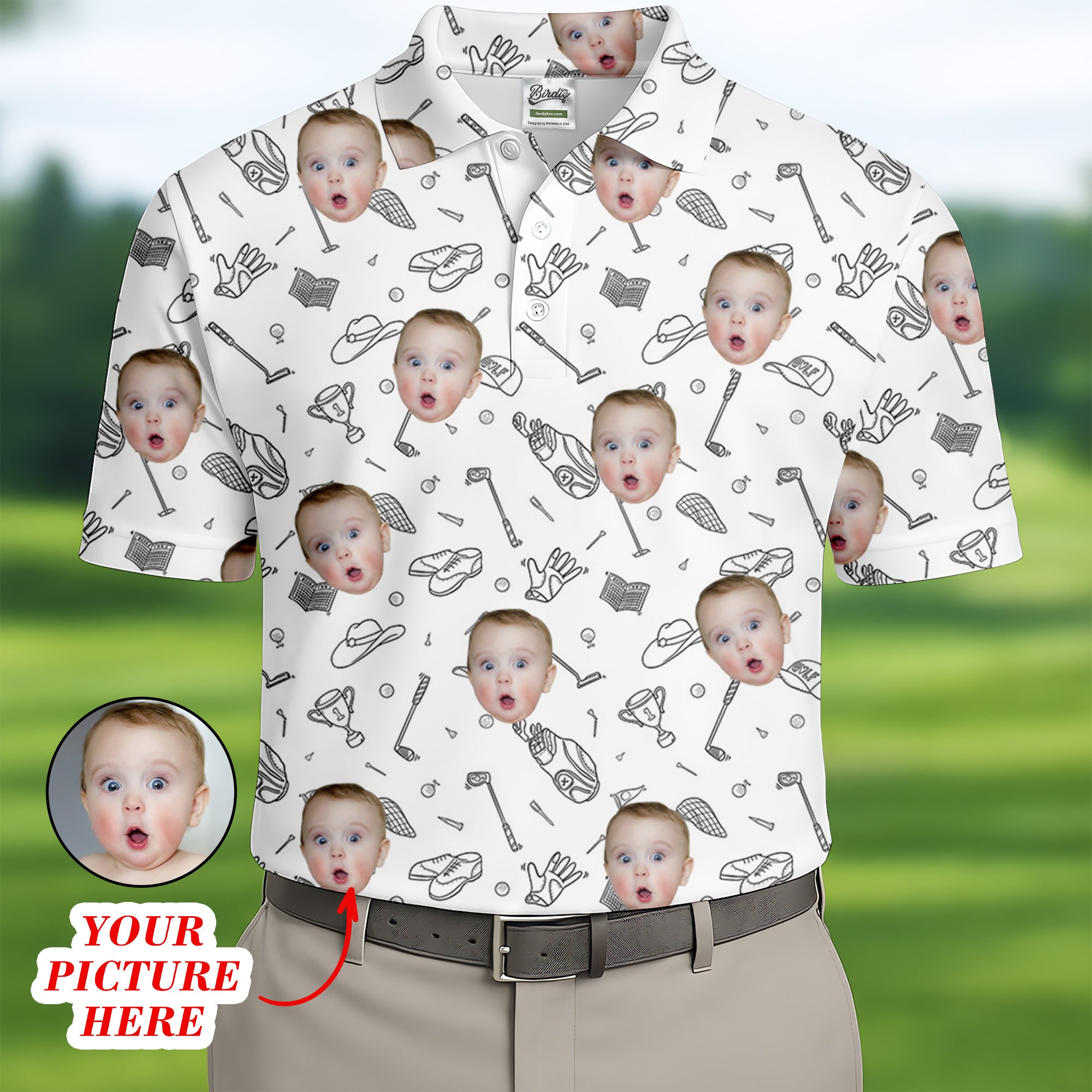 Custom Shirts With Faces, Funny Golf Polo Shirt, Fathers Day Gift, Gifts For The Golfing Dad