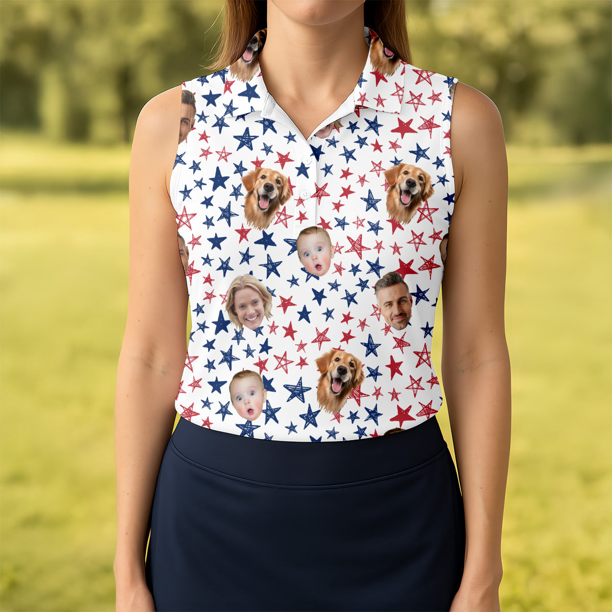 Family Portrait Golf Shirt, Custom Face Shirt, Personalized Dog Shirts, Patriotic Golf Polos, Long Sleeve Golf Shirts, Golf Tops For Women