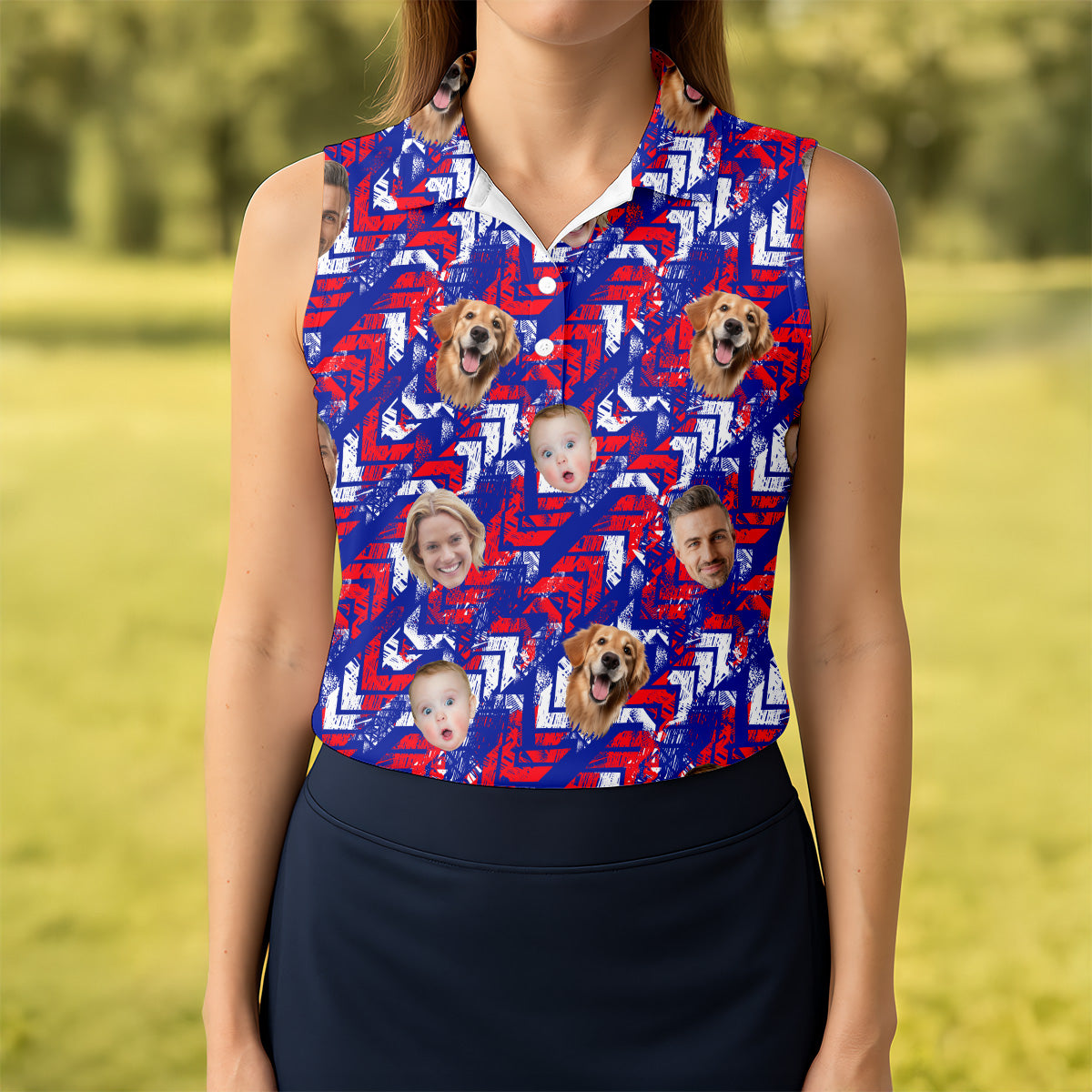 Family Portrait Golf Shirt, Ladies Golf Shirt, Patriotic Golf Polos, Custom Face Shirt, Womens Golf Shirts