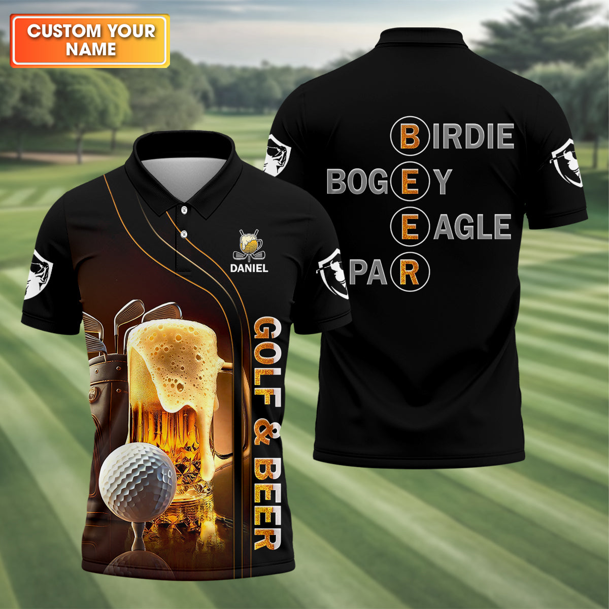 Golf And Beer Custom Men's Golf Polo Shirt, Funny Golf Shirt, Gift For Golfers