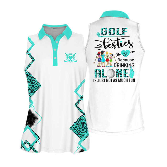 Golf Besties Funny Women's Golf Outfits, Womens Golf Polo Shirts, Ladies Golf Shirt