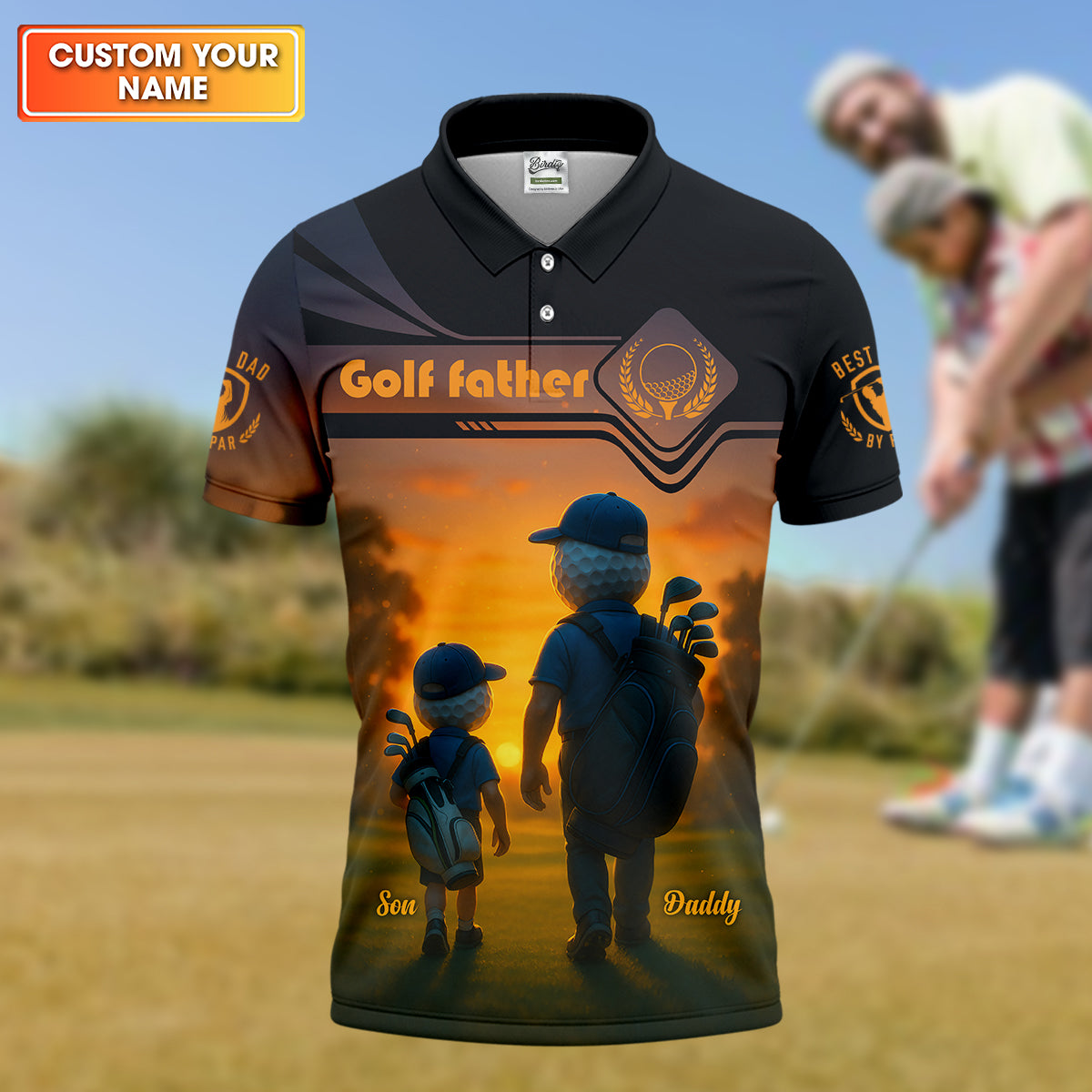 Golf Father Custom Men's Golf Polo Shirt, Funny Golf Shirt, Fathers Day Gifts