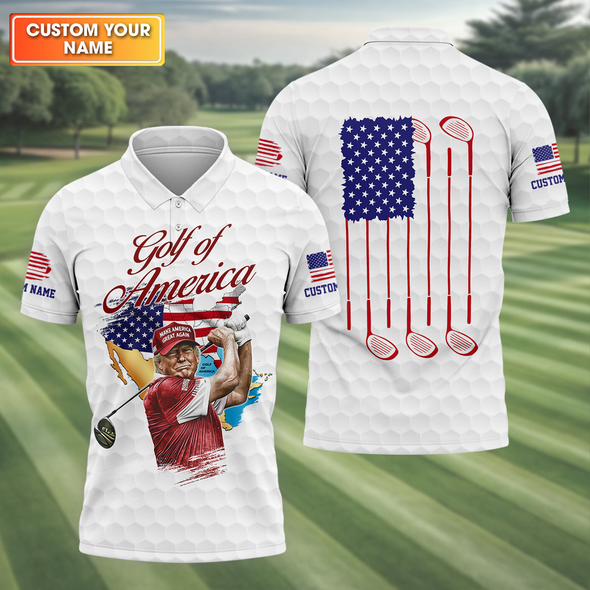 Golf Of America Custom Men's Golf Polo Shirt, Funny Golf Shirt, Father's Day Gifts
