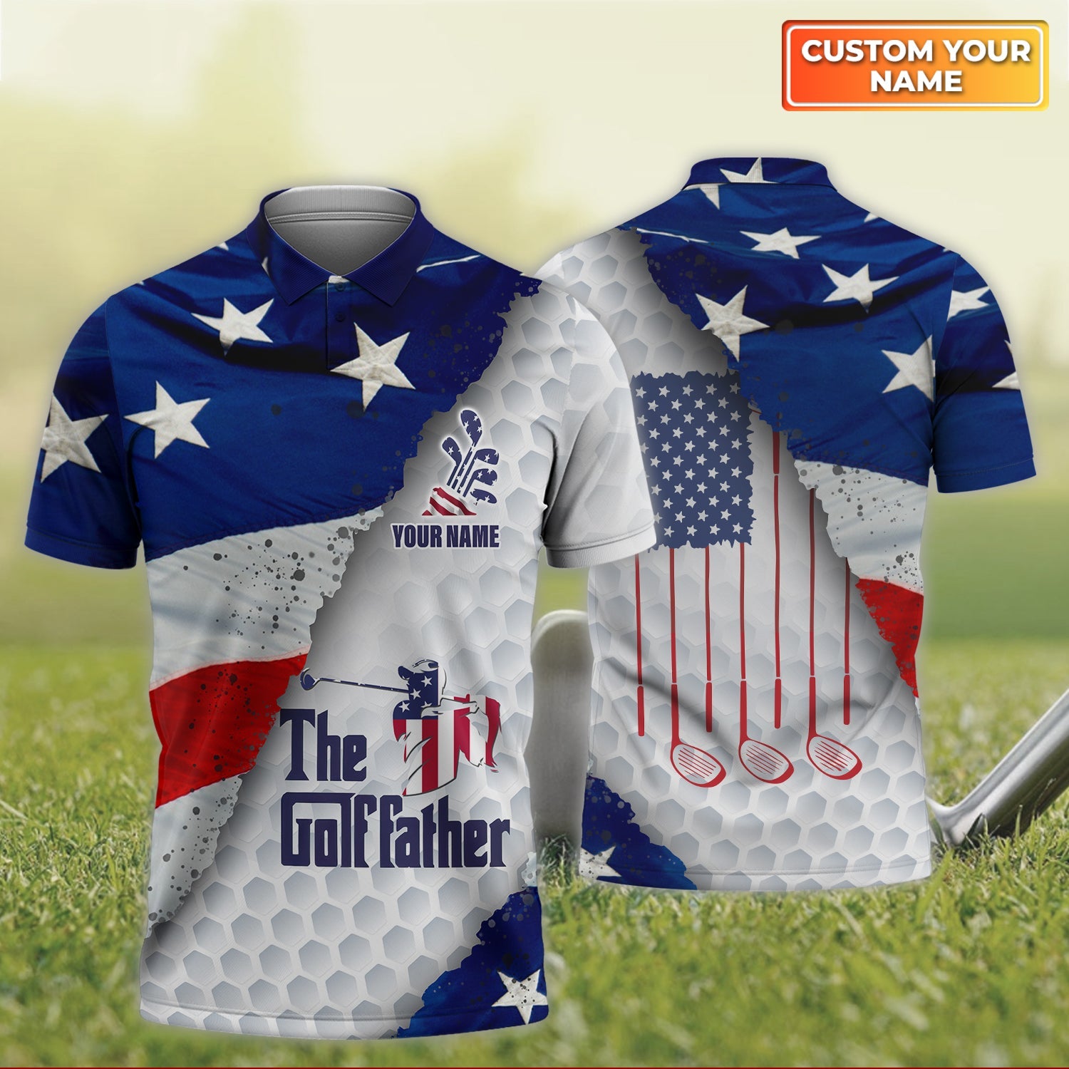 Golf - Personalized Name 3D Polo Shirt For Golfers