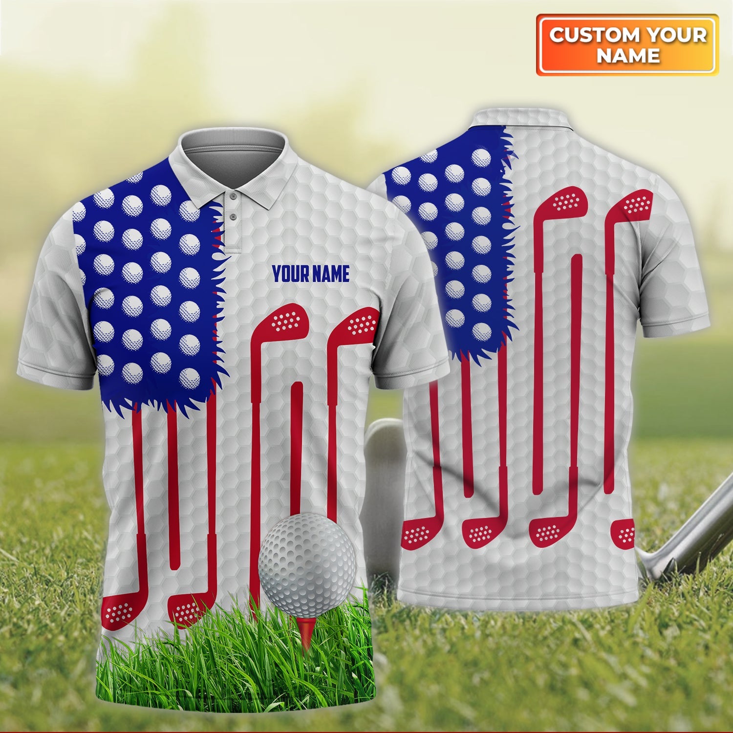 Golf - Personalized Name 3D Polo Shirt For Golfers