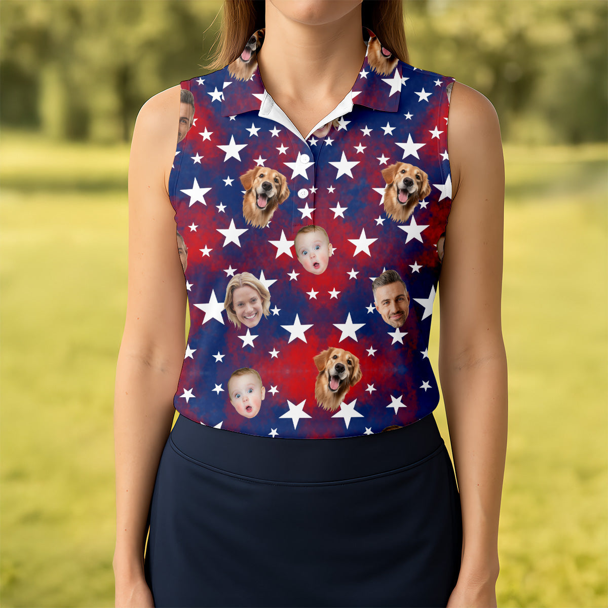 Golf Shirt Women, America Flag Golf Shirt For Ladies, Personalized Dog Shirts, Womens Golf Polo