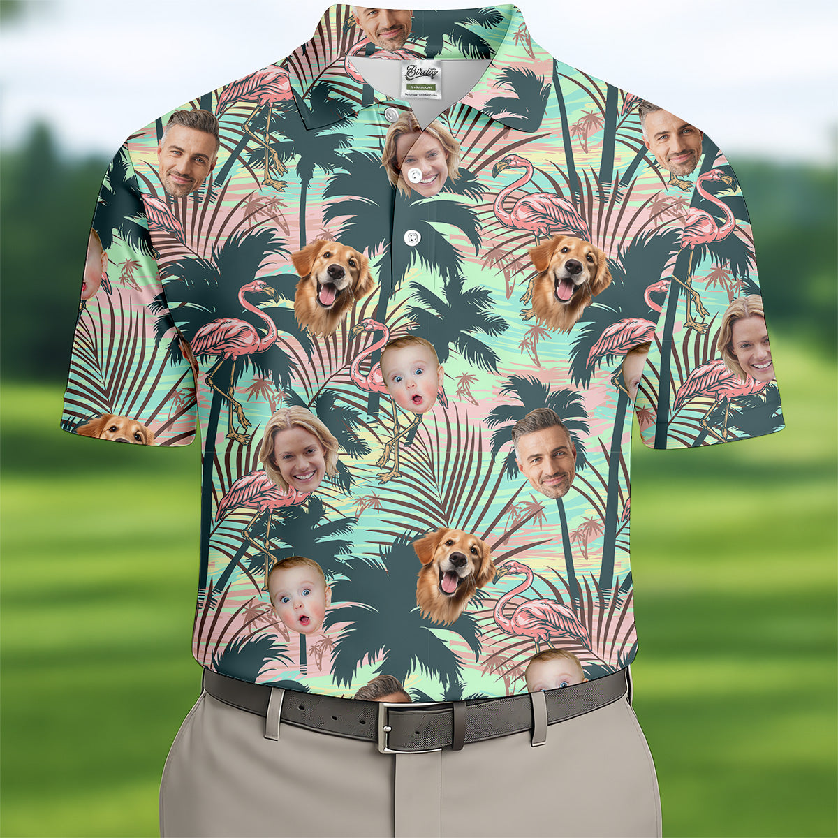 Hawaiian Shirts With Faces, Flamingo Golf Shirt, Men Golf Polo, Custom Team Shirts, Golf Gifts For Men