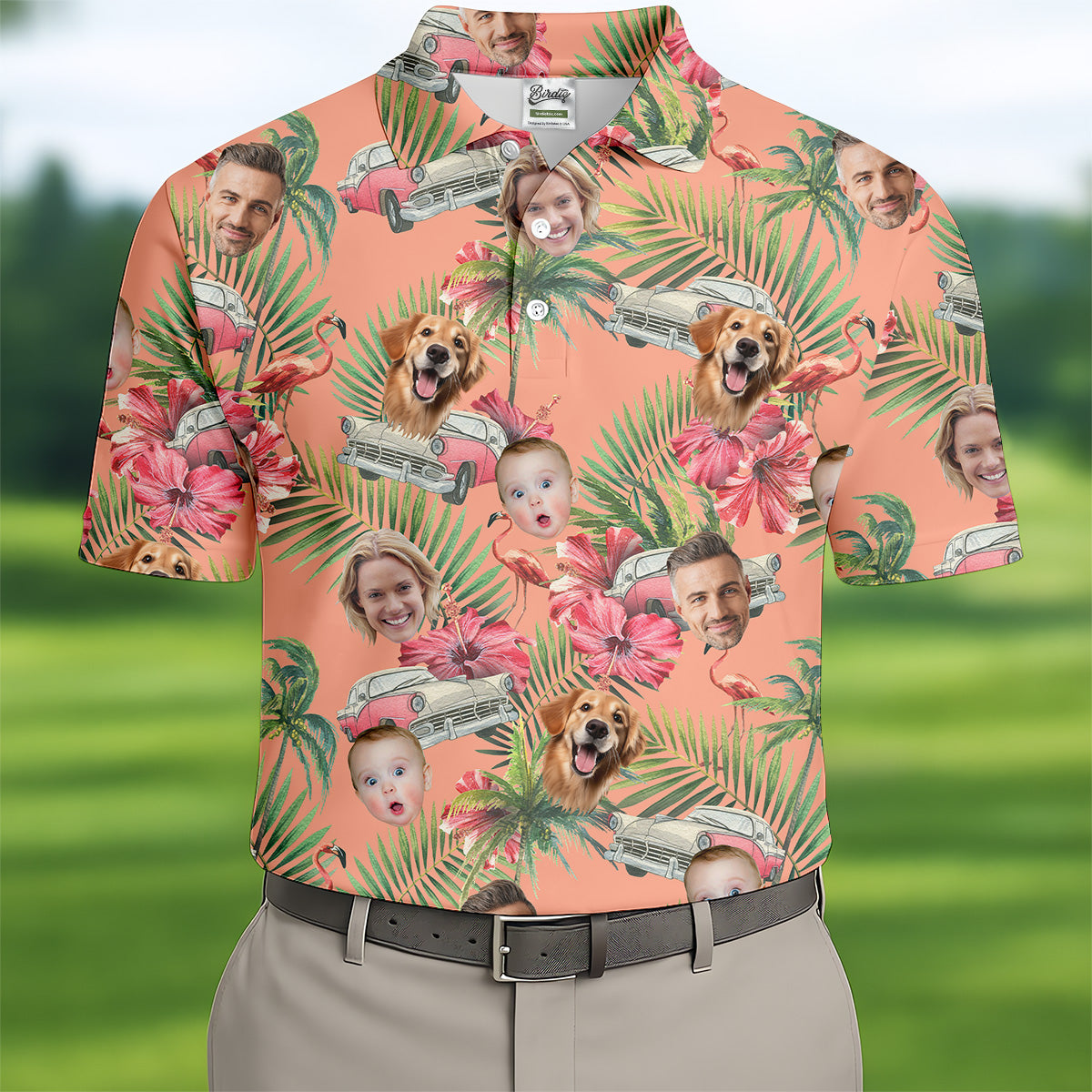 Hibiscus Shirt, Palm Tree Shirt, Pink Hawaiian Shirts, Custom Face Shirt, Great Golf Gifts For Guys