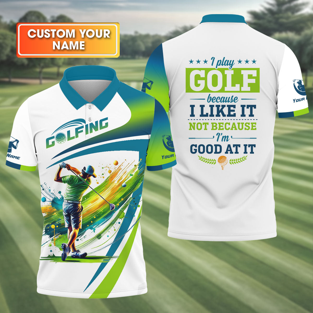 I Play Golf Because I Like It Personalized Funny Men's Golf Polo Shirt, Fathers Day Gifts