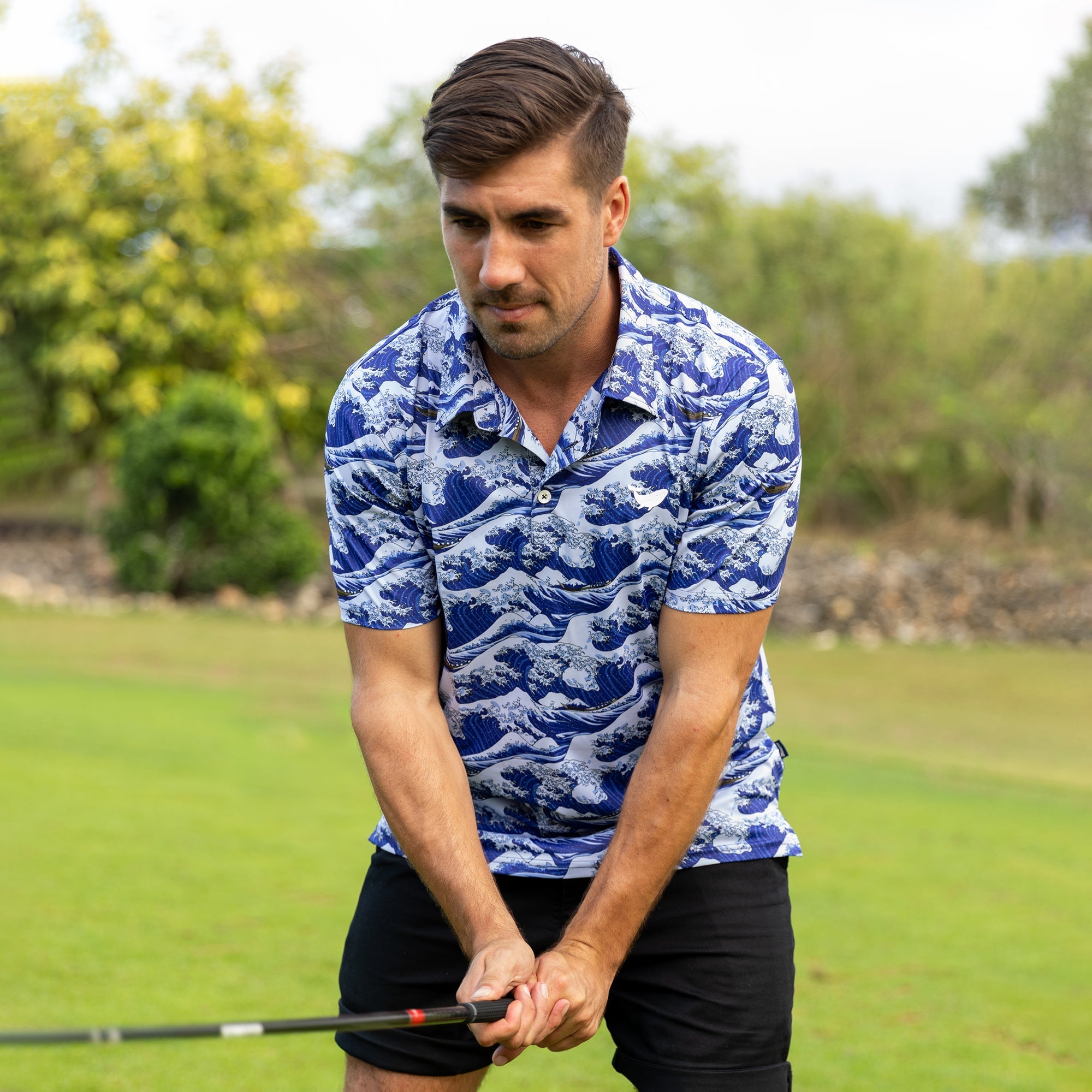 Japanese Ukiyo Men's Golf Polo Shirt, Funny Golf Shirt, Gift For Golfers