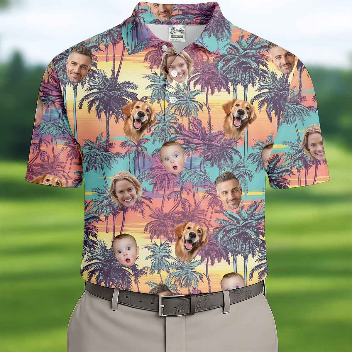 Men Palm Tree Shirt, Seamless Pattern, Hawaiian Shirts With Faces, Mens Golf Polo Shirts, Mens Hawaiian Shirt