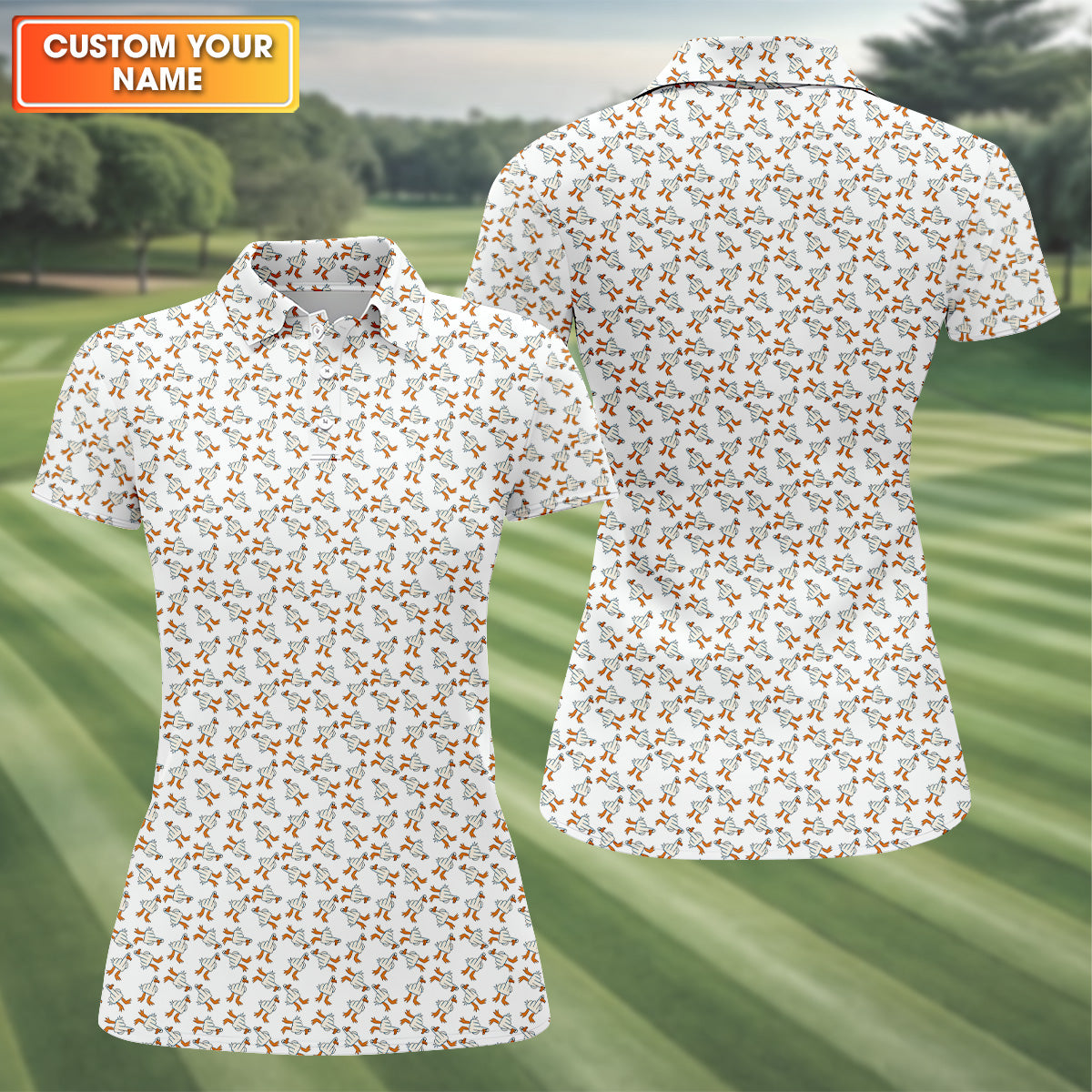 Middle Finger Patterned Golf Polos, Funny Golf Shirts, Ladies Long Sleeve Golf Shirts, Ladies Golf Shirt