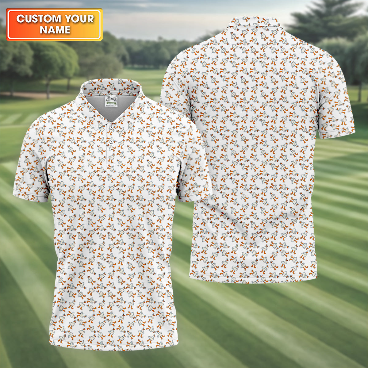 Middle Finger Patterned Golf Polos, Mens Funny Golf Shirts, Mens Golf Polo Shirts, Funny Golf Shirt