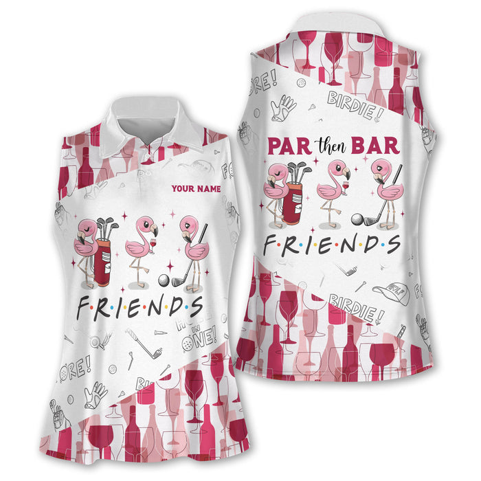 Par Then Bar Flamingo Sleeveless Women Golf Shirt, Funny Women's Golf Outfits, Golf Pattern Shirt