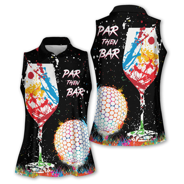 Par Then Bar Sleeveless Womens Golf Shirts, Fun Womens Golf Shirts, Ladies Long Sleeve Golf Shirts