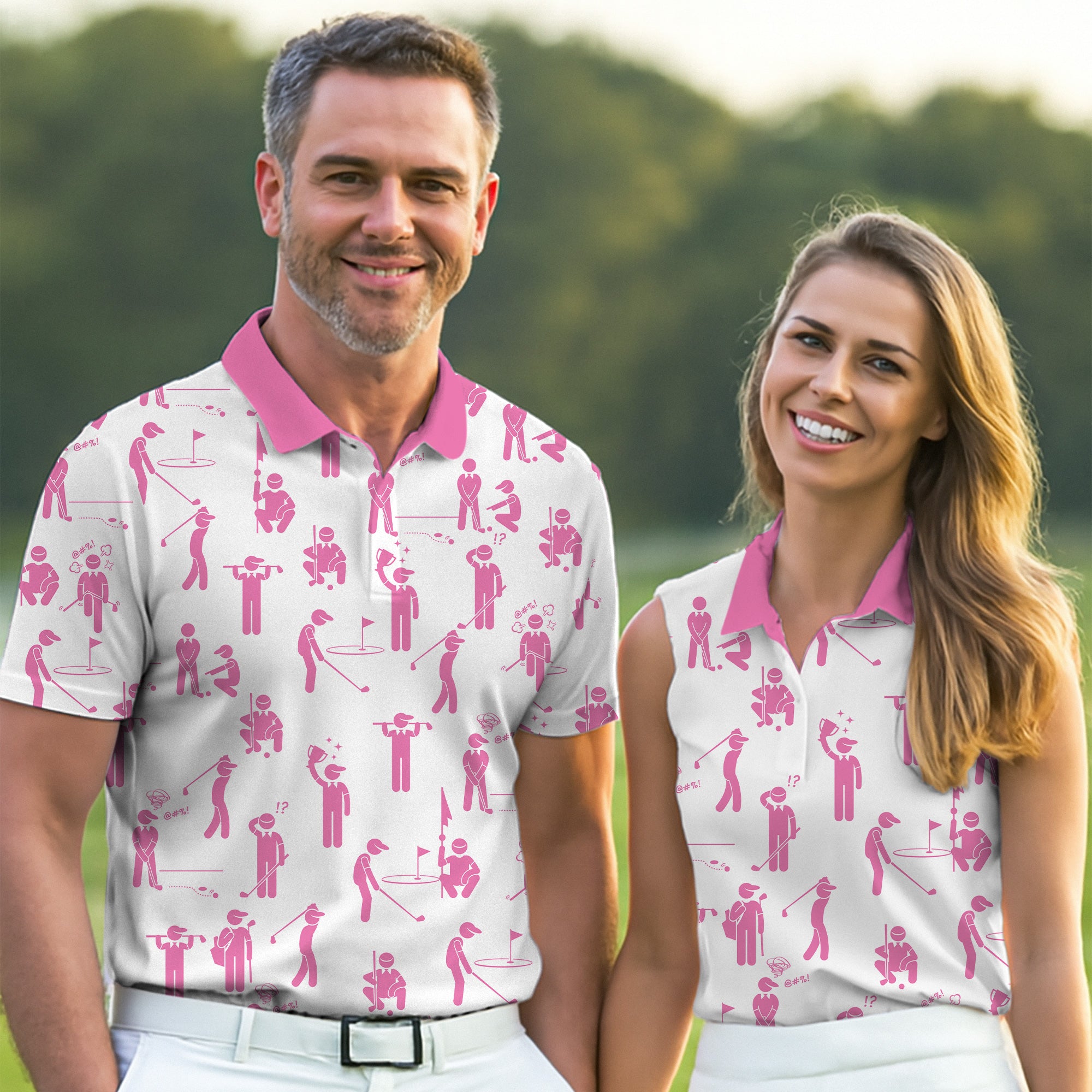 Personalized Womens Patterned Golf Shirts, Golf Gifts For Women, Womens Sleeveless Polo, Matching Golf Shirts